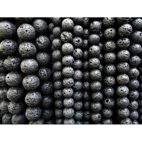 Natural Black Lava Bead 6mm 8mm 10mm 12mm Black Stone Healing Crystal Beads Jewelry Making Beading 15.5" Full Strand