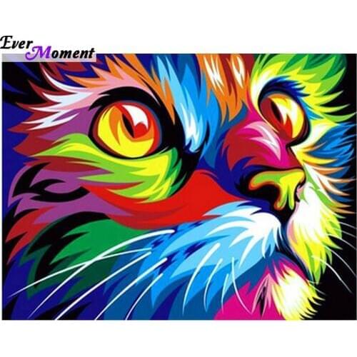 Diy Diamond Painting Cross Stitch color cat animal Diamond Sets Unfinished Diamond Embroidery Floral Decorative ASF055