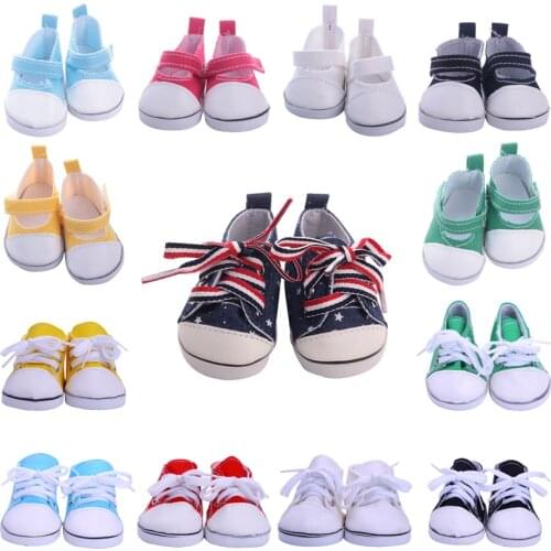 Length 7.3 cm Canvas Doll Shoes For 18 Inch Girl Doll 43 cm Born Baby Doll Items Accessories,Our Generation,Toys For Girls