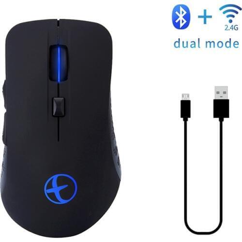 Dual Mode Mouse Bluetooth 4.0 &2.4G Rechargeable Silent Wireless GAMING Mouse for PC, Mac, Laptop, Android Tablet (Black)