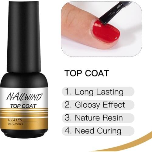 NAILWIND Gel Top Coat Nail Polish Primer 8ml Manicure Nails Art Semi Permanent Protect Nails Lamp LED UV Gel polish