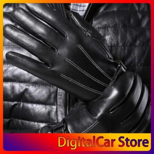 M Touch Screen Leather Gloves Mens Upgrade Leather Gloves Touch Screen Sheepskin Mens Leather Gloves Seven-character Mens