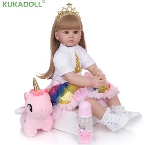 KUKADOLL 24 Inch 60 CM Princess Baby Doll Cloth Body Dress Up Doll Many Accessories Kids Birthday Gifts