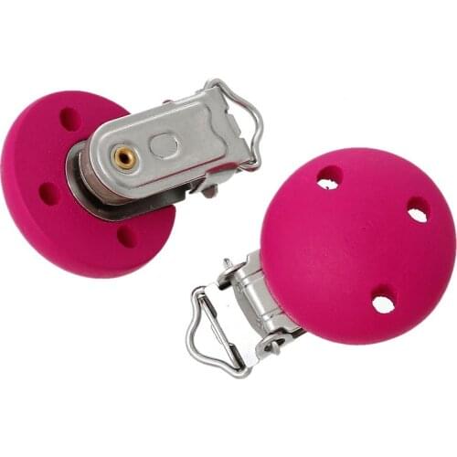 LF 5Pcs Rose Red Wooden Metal Baby Pacifier Clip Solid Color Holders Cute Infant Soother Clasps Holders Accessories Diy Tool