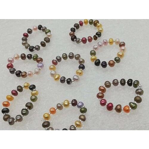 Lots 70 pcs genuine pearl rings bright multicolours for girls jewelry gift