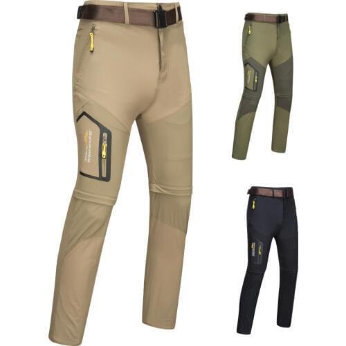 Outdoor Men Tactical Lightweight Zip Off Quick Drying Stretch Convertible Cargo Pants Shorts Bottom For Hiking Camping Travel