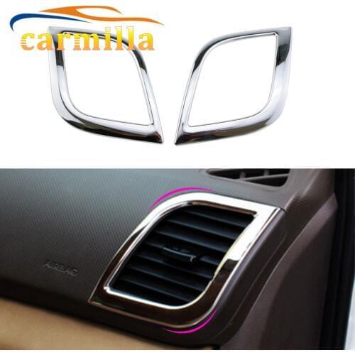 2 Pcs/Set ABS Chrome Air Vent Protection Trim Interior Outlet Decoration Ring Sticker for Hyundai Verna Solaris Accessories