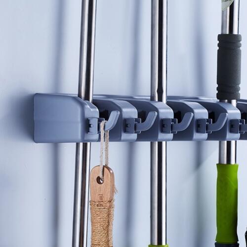 Wall-mounted Broom Holder Multi-Functional Plastic Mop Holder Bathroom Kitchen Storage Rack Household Mop Brush Hooks Hanger