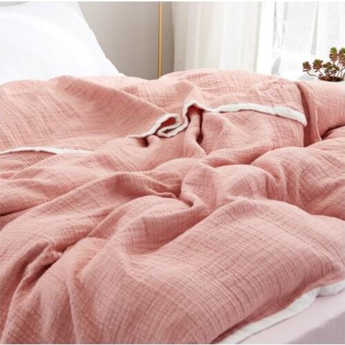 Blanket Cotton Gauze Towel Washable Bedspread King Size Sheet Keep Warm Super Soft Comfortable Solid Color Summer Comforter