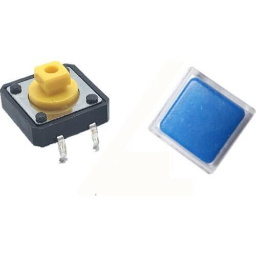 Wholesale 200pcs/lot 12*12*7.3mm 4pin Tactile Tact Mini Push Button Switch 12x12x7.3mm 4p Micro Switch Yellow button With Knob