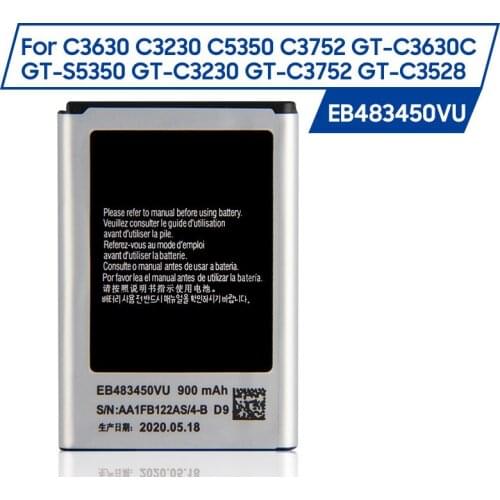 Original Replacement Battery EB483450VU For Samsung C3630 C3230 C5350 C3752 GT-C3630C GT-S5350 GT-C3230 GT-C3752 GT-C3528 900mAh