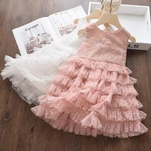 Girls Dress Summer Little Flower Lace Cake Party Princess Dresses For Girl Kids Clothes Children Birthday Present