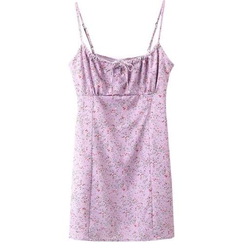 PUWD Y2K Sweet Girl Flower High Waist Dress 2021 New Summer Fashion Ladies Zippered A-Line Dress Women O-Neck Sleeveless Dress