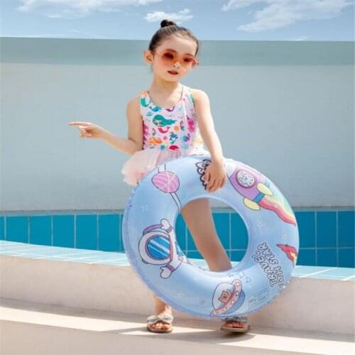 Cartoon Printing Inflatable Swim Ring Girls 2-14 Years Swimming Pool Float Circle Water Toys Party Children Swim Accessories
