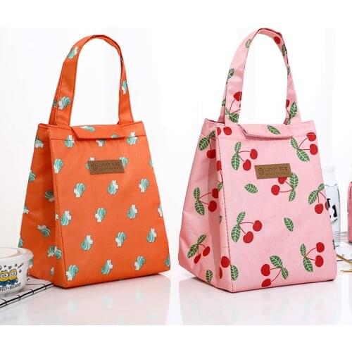 Q Fashion Multicolor Insulation Package Cartoon Pattern Square Shape Breakfast Box Hand-held Portable High capacity Lunch Bags