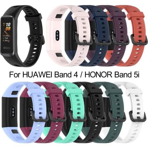 1PC Replacement Watch Band For HUAWEI Band 4 Honor Band 5i Soft Silicone Sports Wristbands Buckle Strap Smart Watch Accessories