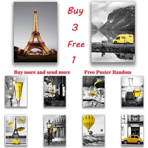 Modern Simple Landscape Coated paper Poster Print Golden City Architecture Canvas Art Decorative Painting for Living Room