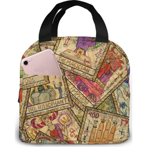Old Colorful Tarot Cards In Chaotic Layout Cooler Lunch Box Portable Insulated Lunch Bag Thermal Food Picnic Lunch Bags