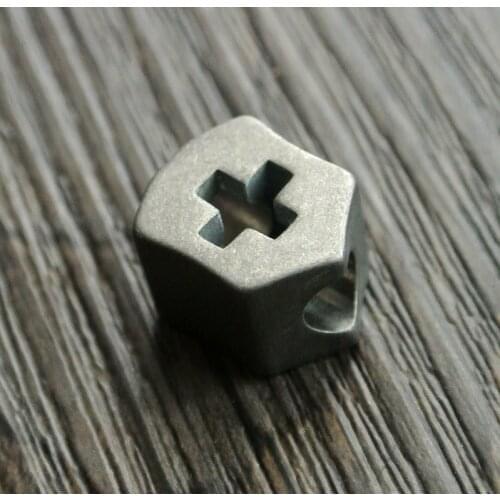 TC4 Titanium Cross Metal Lanyard Beads Keychains DIY Grey Knife Tool Parachute Cord Paracord Pendant Beads Zipper Puller Gray