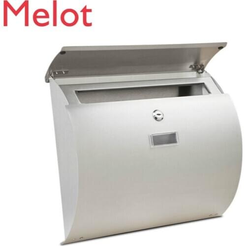 Outdoor Mailbox European Style Villa Wall-Mounted Rain-Proof Suggestion Box with Lock Mailbox Stainless Steel Thickened Mailbox