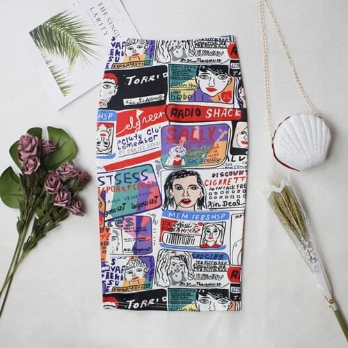 Womens Pencil skirt 2019 New Cartoon Mouse Print High Waist Slim Skirts Young Girl Summer Large Size Japan Female Falda