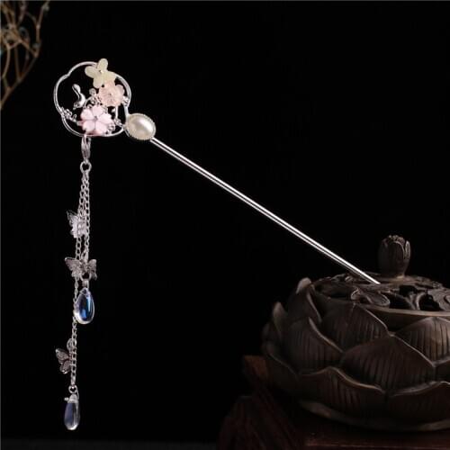 Chinese Traditional Metal Alloy Hair Pin Clip Vintage Butterfly Tassel Hair Sticks For Women Wedding Hair Jewelry Accessories