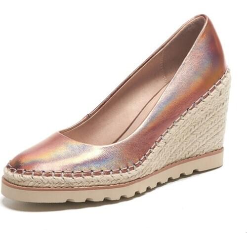 Autumn Genuine Leather Wedge Shoes Women High Heels Fashion Platform Shoes Woman Casual Ladies Shoes High Quality