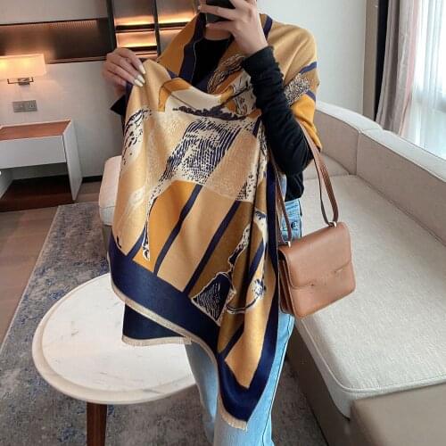 Women Winter Scarf Print Cashmere Female Scarves Warm Stoles Pashmina Shawls and Wraps Echarpe Luxury Ladies Bufanda 2021 poncho