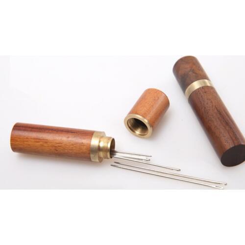 1pc Useful Leather Craft Sewing Needles Case Wood Box Embroidery Knitting Needle Holder