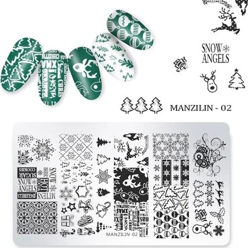 1Pcs Nail Stamping Plates Christmas Snowflakes Santa Claus Winter Nail Art Stamp Template Image Plate Stencil DIY Manicure Tools