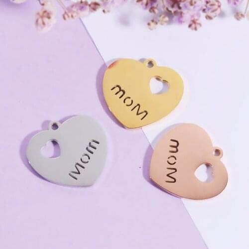 2021 DIY Styles MOM Letter Components Stainless Steel Mirror High Polished Pendant For DIY Making Trendy Jewelry Gift