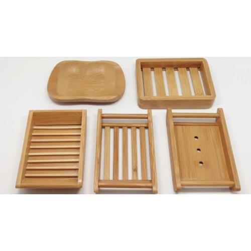 5 Styles Natural Bamboo Soap Holder Creative Environmental Protection Natural Bamboo Soap Dish Drying Soap Tray SN802