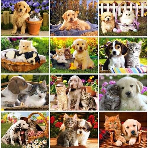 5D Diamond Painting Full Square/Round Dogs Diamond Art Cross Stitch Mosaic Animals Rhinestones Pictures Home Decoration