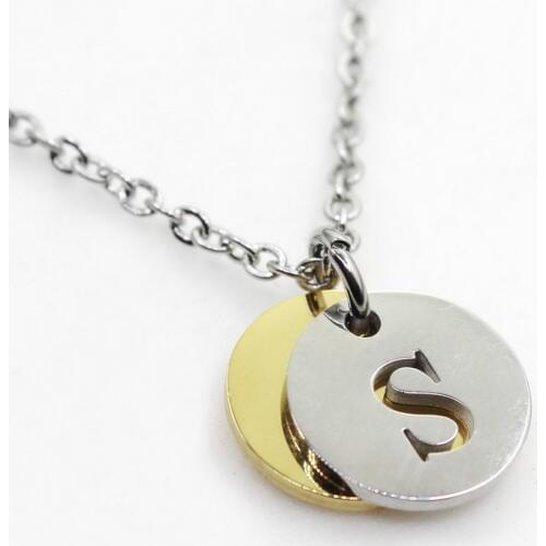 Stainless Steel Alphabet S 6pcs Initial Necklace Pendant Women Men Jewelry Stainless Steel Round Coin Letter Necklace Jewelry