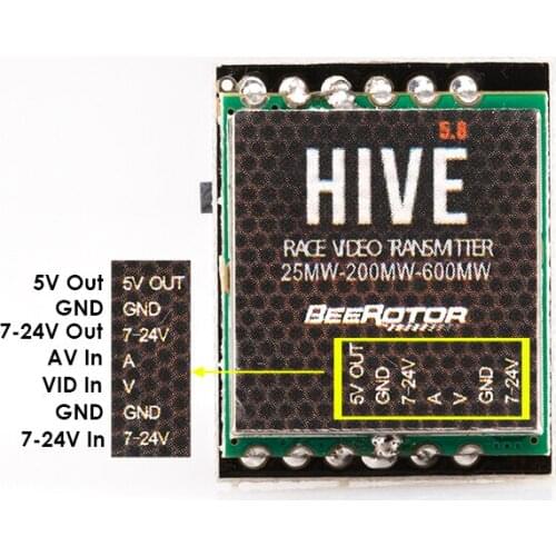 BeeRotor HiVE 5.8G Video Transmitter VTX SMA Male 5.8Ghz 40CH 25mW 200mW 600mW 24CH For FPV Racer