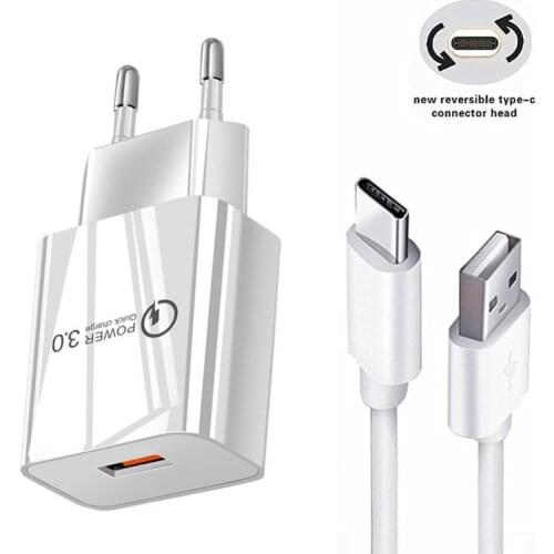 Sony Xperia XZ3 1 10 II HTC U11 Phone Charger QC 3.0 Fast USB Adapter Type C Micro Cable For Samsung M31S S20 FE S8 A7 A10 A51