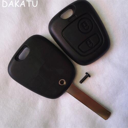 DAKATU With LOGO Remote Key Case Shell 2 Buttons For Peugeot 107 207 307 407 106 206 306 406 without Groove