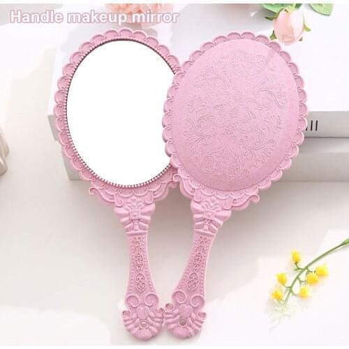 CSHOU175 Vintage Engraving Handheld Vanity Mirror Vanity Mirror Hand Mirror Handle Salon Makeup Vanity Cosmetic Mirror for Women