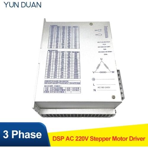 3 Phase Stepper Motor Driver DSP AC 220V 3PH 7A for 86mm 110mm 130mm NEMA34 NEMA42 NEMA52 Stepper Motor with cooling fan