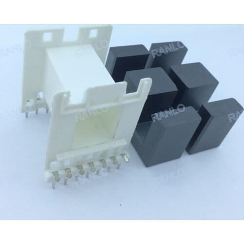 EE55 1500W high quality frame TDG EE55/55/21A TP4 magnetic ferrite core 7+7pin transformer bobbin thru-hole horizontal