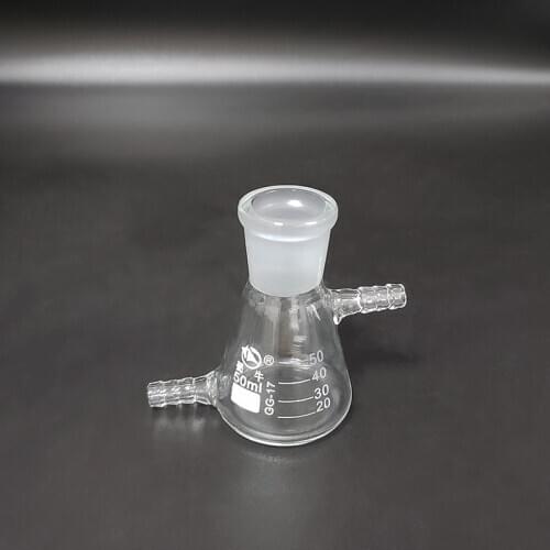 Filtering flask with tick mark 50ml 24/29,Triangle flask with upper and bottom side tube,Filter Erlenmeyer bottle