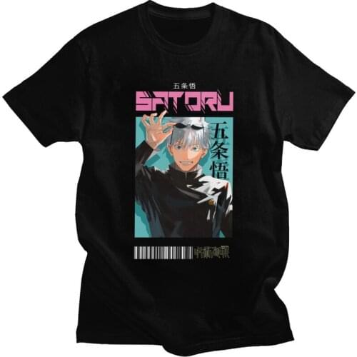 Satoru Gojo Jujutsu Kaisen Tshirt Men Short Sleeve Summer T Shirt Cool Anime Manga T-shirts Loose Fit Cotton Tee Tops Clothing