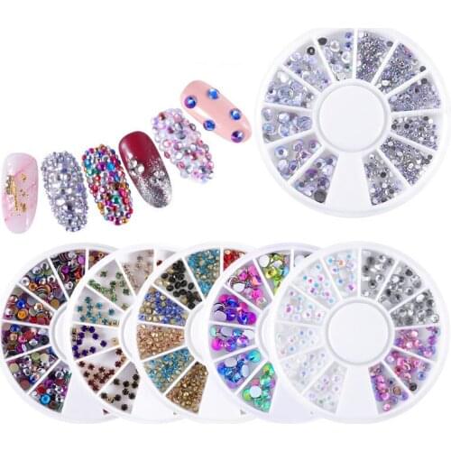 Hot Sale Mixed Size Glass 3D Nail Stones AB Crystal Nail Rhinestones Rainbow Gem DIY Nail Art Decoration In Wheel Accessories