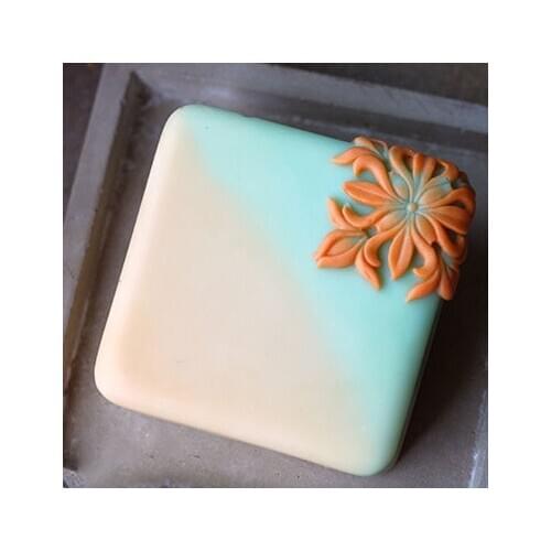 HC0152 PRZY Silicone Mold Silicone Square Flowers Chrysanthemum Pattern Handmade Soap Making Mold Flower Moulds Resin Clay Molds