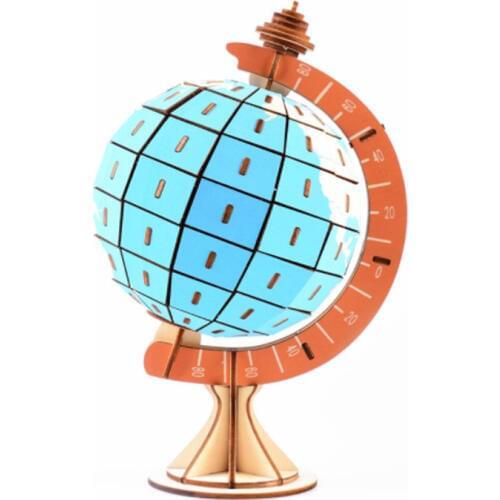 DIY Model toys 3D Wooden Puzzle-Rotating globe Wooden Kits Puzzle Game Assembling Toys Gift for Kids Adult P23