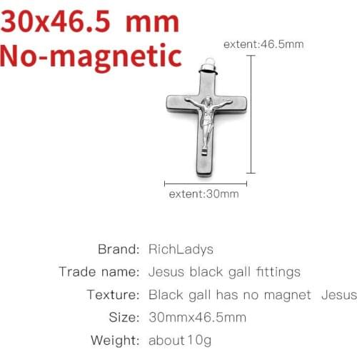 Natural Hematite 30x46mm Jesus Cross Loose Charms Luck Blessing Change Destiny for Jewelry Making DIY Bracelet Necklace Earring