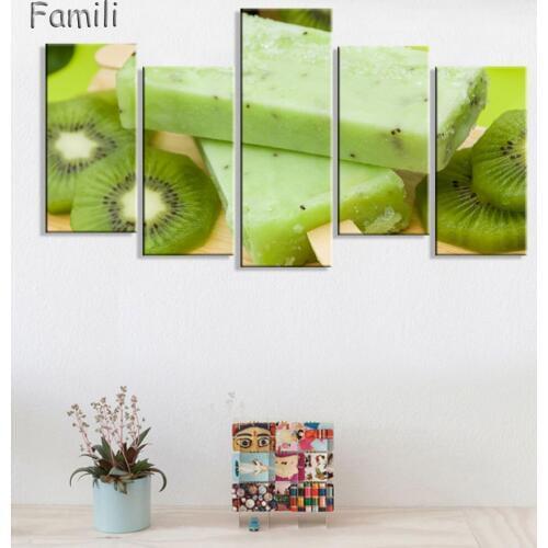 5 panel printed Canvas painting Restaurant Fruits Cherry Grapes Modern Modular pictures On for kitchen decor wall art for living