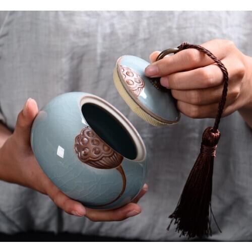 Ceramic Porcelain Tea Caddy Chinese Style Storage Box Portable Sealed Tea Cans Canister For Spices Organizer Tea Jars