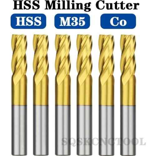 SQ End Mill M35 High Speed Steel With Cobalt And Titanium Coating 3mm-12mm 2F 4FMilling Cutter Can Process Metal