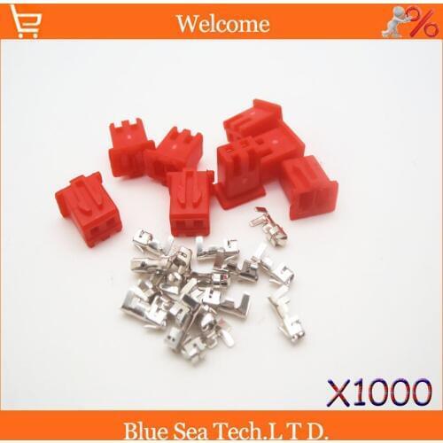 1000 pcs Red 2 Pin female Connector plug with contact ,2.54mm XH-2P connector Kits for PCB/Automotive/electronic circuit ect